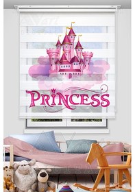 Resim Prensesin Şatosu Baskılı Çocuk Odası Perdesi - Dijital Baskılı Zebra Stor Perde Çok Renkli 