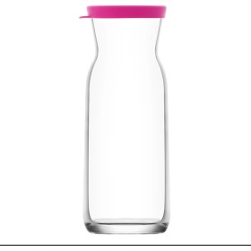 Resim Lav Fonte Cam Karaf Tekli 0,7 L Pembe Silikon Kapaklı (Sürahi ) 
