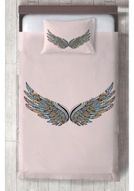 Resim Mekta Home Bebek Ve Çocuk Odası Büyük Renkli Kanat Desenli Yatak Örtüsü 