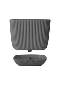 Resim Omnipazar Krs-384 Dekoratif Plastik Mercan Kare Saksı 4 Litre Antrasit 6 Adet 
