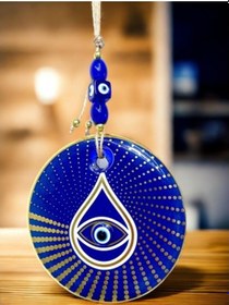 Resim Gold Puantiyeli Cam Nazar Boncuklu Göz Duvar Süsü 