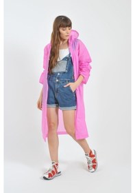 Resim Unisex Pembe Eva Kumaş Su Rüzgar Geçirmez Yağmurluk Pembe 