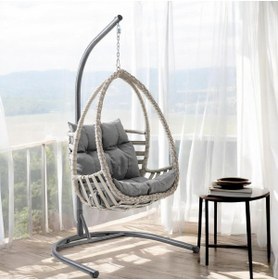 Resim ReHome Malta Tek Kişilik Rattan Bahçe Salıncağı | Beyaz 