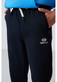 Resim Tommylife Tommy Life Lacivert Pamuklu Kalın İçi Tüylü Yumuşak Dokulu Standart Fit Baskılı Erkek Çocuk Eşofman Alt - 1122 Lacivert 