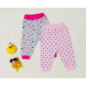 Resim Ayliz Bebe 2'li kız bebek ve çocuk kalp desenli tek alt pijama seti 