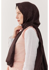 Resim Mirsoy Scarf Zikzak Desen Parlak Jakar Şal - Acı Kahve Acı Kahve 