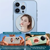 Resim Telefonlar için Manyetik Halka ile Vintage Yuvarlak Metal Selfie Ayna - Yüksek Çözünürlüklü Yansımalar, Duvara Monte Edilebilir, ABS Malzeme, Fotoğraflar ve Videolar için Mükemmel, Dekoratif Ayna|Vintage Tarzı Ayna|Manyetik Halka Özellikleri 