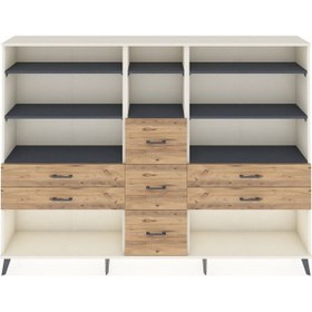 Resim Arges Dolap 8 Raflı 7 Çekmeceli 220x30x163 Aytaşı-antrasit/çam Antrasıt/atlas Çam - Aytası 
