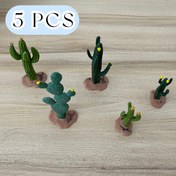 Resim 5 Parça Mini Peyzaj Kum Tepsisi Dekoru için Yapay Kaktüs Seti 