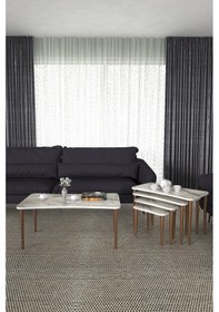 Resim Aleyna 5li Orta Sehpa ve Zigon Sehpa Ahşap Ayaklı – Beyaz Mermer 