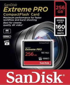 Resim Sandisk Extreme Pro Compact Flash SDCFXPS-256G-X46 256 GB CF Hafıza Kartı 