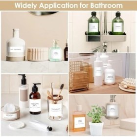 Resim Ev Düzenleme Etiketleri, 144 Pcs Mat Beyaz Su Geçirmez Pvc Yapışkanlı Banyo ve Çamaşır Odası Etiketi, Minimalist Siyah Baskı, Mutfak Kavanoz Düzenleyici ve Temizlik Çıkartmaları 