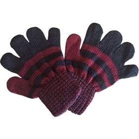 Resim Çocuk Eldiveni Bordo Siyah Bebe Eldiven 1-4 Yaş Siyah 