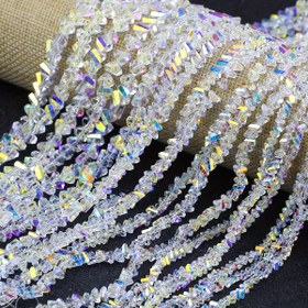 Resim El Yapımı DIY Bileklikler, Kolyeler, Küpeler, Takı Aksesuarları ve Ayakkabı Süslemeleri ile Giysi Süslemeleri için Uygun 4/6/8mm Ultra-Parlak Üçgen Kesim Fasetli Renkli Cam AB Iridescent Spacer Boncuklar 