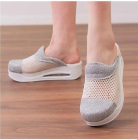 Resim Fileli Tasarım Kadın Air Max Tam Ortopedik Ve Anatomik Güzellik Merkezi, Sağlık Sabo Terlik Gri 