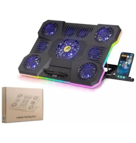Resim Dukkanıum Hadron DCXA21 Notebook Soğutucu 9-Fan + Telefon Standı 14-18 Rgb Siyah 