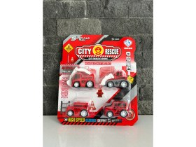 Resim İtfaiye Seti 4lü Mini Plastik Oyuncak Araba 