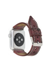 Resim Bouletta Apple Uyumlu Watch Deri Kordon 42-44-45 MM Bordo 
