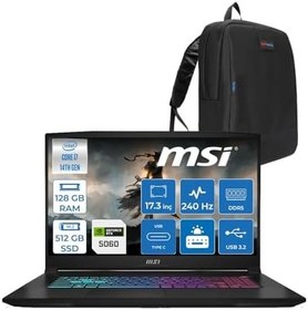 Resim Msı Katana 17 Hx B14WFK-215XTR 14. Nesil Intel I7-14650HX 128GB Ddr5 512GB SSD 8GB/RTX5060 115W 17.3" Qhd (2560 * 1440), 240Hz IPS Freedos Taşınabilir Bilgisayar. W215XTRF27128G + ZETTAÇANTA 