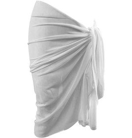 Resim Esnek Likralı Uzun Beyaz Tül Pareo 150x95 Cm Çok Renkli 