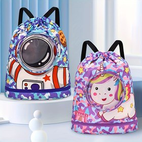 Resim 1 adet yeni yaratıcı unisex kuru ve ıslak bölme ayrımı olan şık taşınabilir spor çantası, seyahat için karikatür omuz çantası 