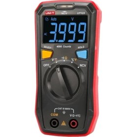 Resim Uni-T Ut 123 Mini Multimetre Ölçü Aleti Kırmızı ve Gri Renkli Cep Tipi Kullanım 