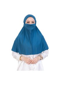 Resim Modish Group Hazır Başörtüsü Pratik İslami Giyim Penye Peçeli Türban Namaz İçin Yumuşak Eşarp Turkuaz 