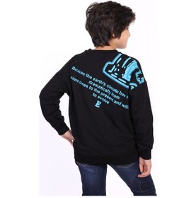 Resim Toontoy Erkek Çocuk E Harf Baskılı Sweatshirt Siyah 