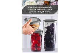 Resim 36'lı Etiketli Kare Erzak Saklama Kabı - Kahvaltılık Çerezlik Baharatlık Un Bakliyat Kabı 