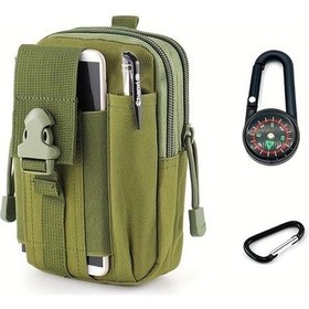 Resim Willowhaven Asker Yeşil 3'lü Tactical Bel Çantası Koşu Kampçılık Doğa Sporları Cep Telefonu Kesesi Haki Yeşili 