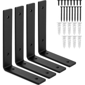 Resim Beasym Raf Altı Ayak Raf Tutucu L Demir 12 x 25 cm Siyah Montaj Aparatı (4 Adet) 