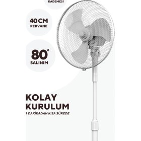 Resim Kumtel KTF-290 Beyaz Vantilatör 16'' (3p) 
