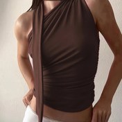 Resim Kadınların Ruched Detaylı, Şık ve Seksi Tasarımıyla Yaz, Günlük Kıyafet, Günlük Kıyafet|Ruched Detaylı Üst|Tek Omuz Modası, Kolsuz Üstler 