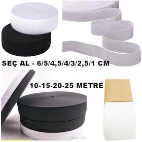 Resim Çamaşır Don Etek Bel Paça Bebe Lastiği Yassı Yumuşak Bel Lastik 1 Cm-10 Metre Beyaz 