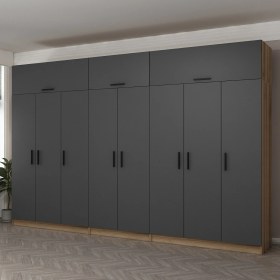 Resim Minar Kale 8 Kapaklı 4 Ç Dolap ve Yüklük Dore Antrasit 190CM 