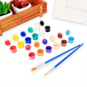 Resim 12 renkli akrilik boya 2 fırça 1 palet seti DIY çizim sanat malzemeleri 