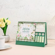 Resim 2026 Şık Çiçekli Masa Takvimi Planlayıcı ve Stickerlar - Yeşil & Altın Aylık/Haftalik Organizatör, Pastel ye 