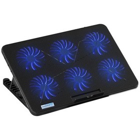 Resim Padalink Coolcold F5 6 Fanlı Laptop Soğutucu + Masaüstü Ayak 7 Seviye Yükseklik Ayarı İle Cep Telefonu Tutuculu 15.6 İnç Ve Altı Notebooklar İçin 