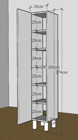Resim Modern 6 Raf'lı Mutfak & Banyo Çok Amaçlı Kullanılabilen Tek Kapaklı Dolap 