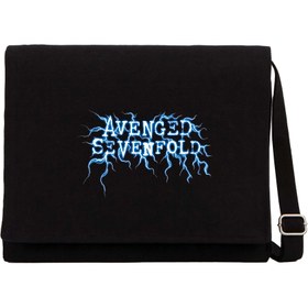 Resim Avenged Sevenfold Lighting Logo Siyah Kanvas Postacı Çantası - Siyah 