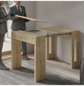Resim İnarch Dizayn Nivo Modüler Açılır Yemek Masası Modern Dresuar & Çok Amaçlı Masa,kapalı 44 Cm - Açık 116 Cm Safirmeşe 