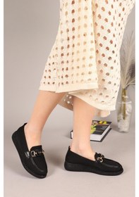 Resim Minty Önü Tokalı Triko Babet Siyah-7905 Siyah 