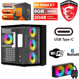 Resim MSI Ddr5 – Rtx 9060XT 8gb – Ryzen 7 7800X3D - 32GB - 64GB Ddr5 Ram – 1tb M.2 SSD – Sıvı Sogutmalı – Windows 11 Pro Masaüstü Bilgisayar 