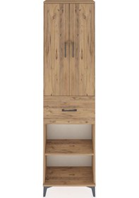 Resim Arges Dolap 4 Raflı Tek Çekmeceli 2 Kapaklı 60x30x221 Çam-çam Çam 
