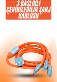 Resim Genel Markalar Çoklu Şarj Kablosu Usb Type-C İos Uyumlu 120W Hızlı Şarj Kablosu 