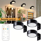 Resim 3 Paket Pil ile Çalışan Resim Işıkları, 3 Aydınlatma Modu, Uzaktan Kumanda ve Zamanlanmış Sanat Ekran Işığı ile Manyetik Boyama Işığı, Resim Sanat Çerçevesi Portre için Karartılabilir Kablosuz Duvar Işığı Siyah 