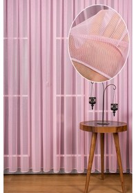 Resim Şeker Pembe Grek Tül Perde Petek Zemin 