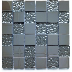 Resim MozaiKristaL Mutfak Tezgah Arası 48x48x6mm Gümüş Inox Kristal Cam Seramik. ( 1 Koli = 1 M2 Fiyatıdır ) 