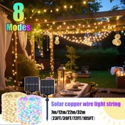 Resim 1 Paket 32m/105ft Solar Işık Zinciri, Su Geçirmez Bakır Tel 8 Modlu Solar Peri Işıkları, Bahçe Avlu Ağaç Noel Parti Düğün Dekorasyonu için 300 LED Noel Işıklar (Sıcak Beyaz, Beyaz, Renkli) 