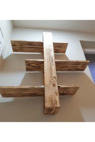 Resim Üsküp Yapı 3'lü Kızaklı-kaydırılabilir Eskitme Dekoratif Ahşap Duvar Rafı 